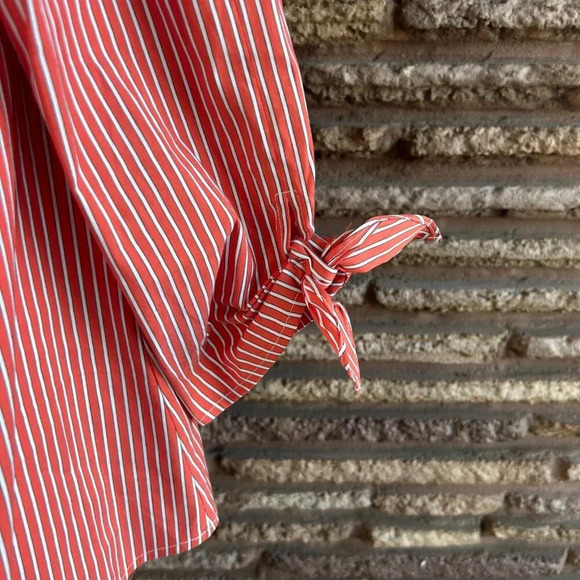 Chico's Orange Red Striped Off Shoulder Size 1 Small to Medium - Picture 5 of 7